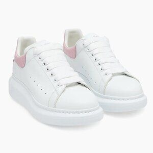 Alexander Mcqueen White Sneakers with Pink Alligator Heels Size 41